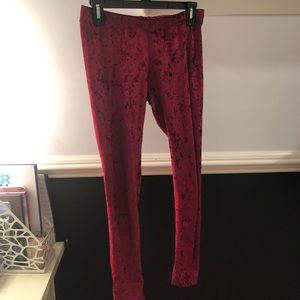 Velvet red/burgundy leggings